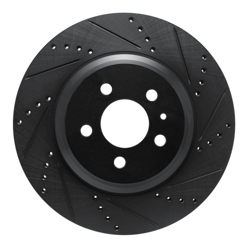 Tesla Model 3 Brake Rotor (1) - Rear Right - R1 Concepts - Drilled & Slotted - Black - `17-`25